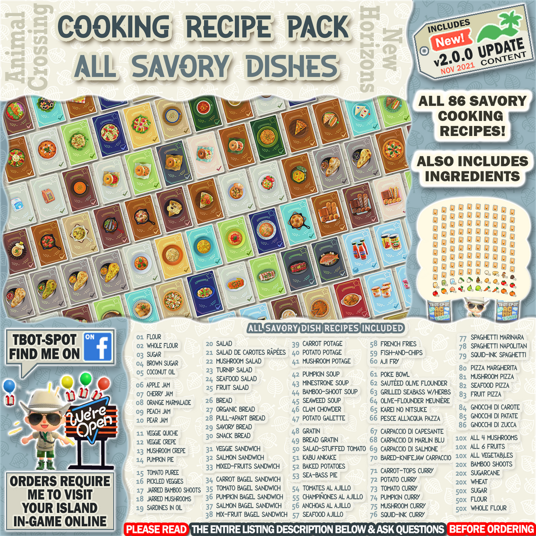 Cooking Recipe Pack - All Savory Dishes